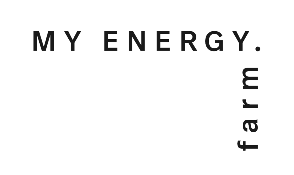 MyEnergy.farm Logo in schwarzer Schrift auf transparentem Hintergrund.